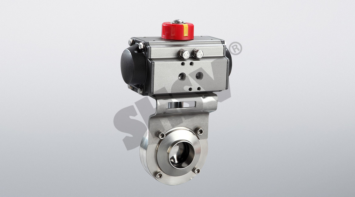 Pneumatic hygienic butterfly valve